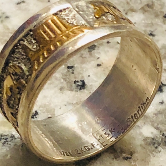 12K GOLD FILL STERLING SILVER SIGNED ‘TSK’ NAVAJO - Picture 8 of 15